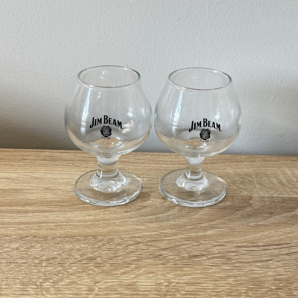 Jim Beam Kentucky Bourbon Whiskey Stemmed Snifter Glass 4" Lot Of 2